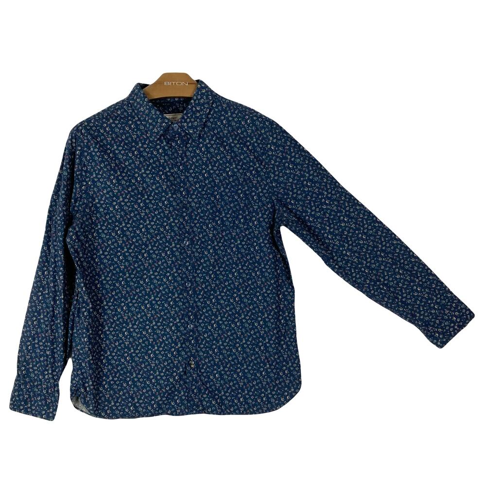 NWOT FATFACE Shirt Men L Floral Long Sleeve Button Up Pocket Multi Navy Red